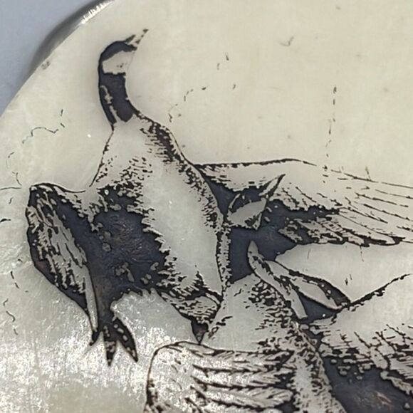 Vintage geese in flight carved belt buckle. - Picture 6 of 11